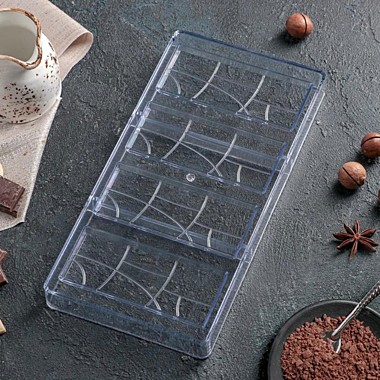 Форма для шоколада и конфет KONFINETTA «Плитка», 28×14 см, 4 ячейки, ячейка 11,7×4,8×0,7 см