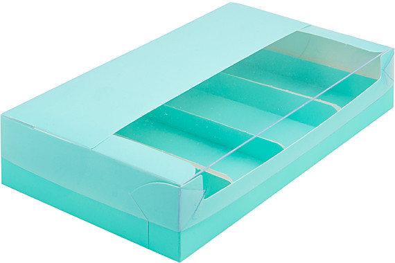 Коробка для эклеров и эскимо с пластиковой крышкой 250*150*50 мм (4) (тиффани)