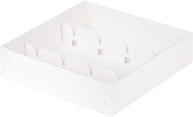 Коробка под кейк-попсы с пластиковой крышкой 20*20*5 см (белая)
