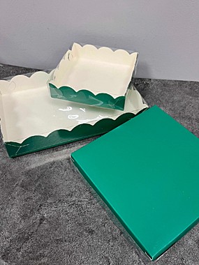 Коробка для печенья и пряников 220*150*35 мм (зеленая матовая)