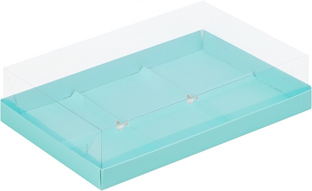 Коробка под муссовые пирожные с пластиковой крышкой 300*195*80 мм (6) (тиффани)