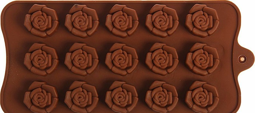 Форма для украшений Доляна «Розочки», силикон, 20,5×10,5×1,5 см, 15 ячеек (3×3 см), цвет розовый