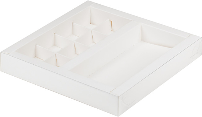 Коробка для конфет 20*20*3см(8) + шоколад.плитка 16*8см(белая)