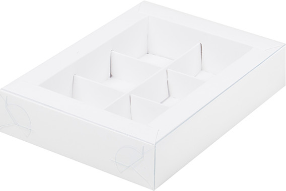 Коробка для конфет с пластиковой крышкой 15.5*11.5*3 см (6) (белая)