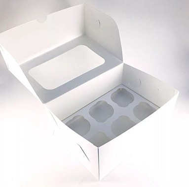 Коробка под капкейки с окошком 235*160*100 мм (6) (белая)