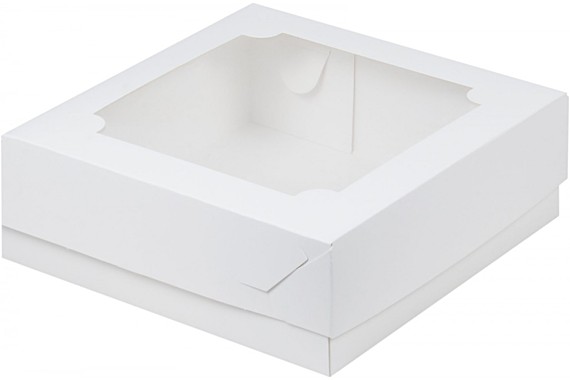 Коробка под зефир и печенье с окошком 20*20*7 см (белая)