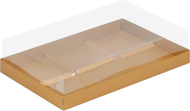 Коробка под муссовые пирожные с пластиковой крышкой 300*195*80 мм (6) (крафт)