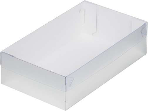 Коробка для зефира, тортов и пирожных с пластиковой крышкой 250*150*70 мм (серебро)