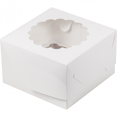 Коробка под капкейки с окошком 160*160*100 мм (4) (белая)