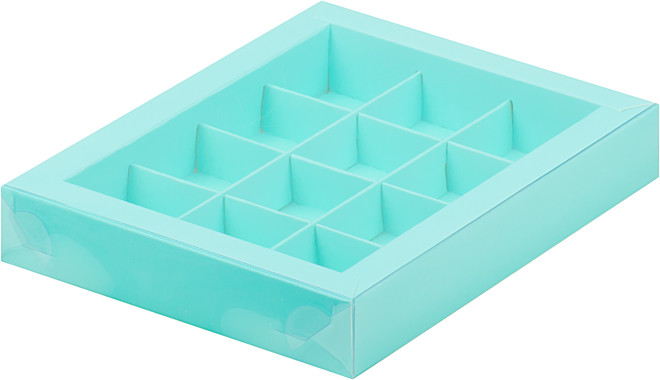Коробка для конфет с пластиковой крышкой 190*150*30 (12) (тиффани)
