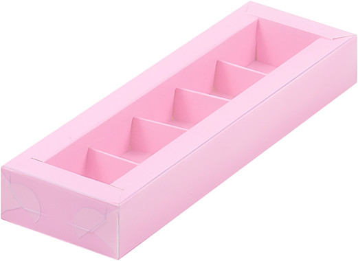 Коробка для конфет с пласт. крышкой 235*70*30 мм (5) (розовая матовая)