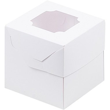 Коробка под капкейки с окошком 100*100*100 мм (1) (белая)
