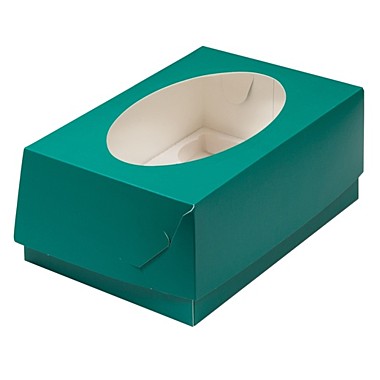 Коробка под капкейки с окошком 235*160*100 мм (6) (зеленая матовая)