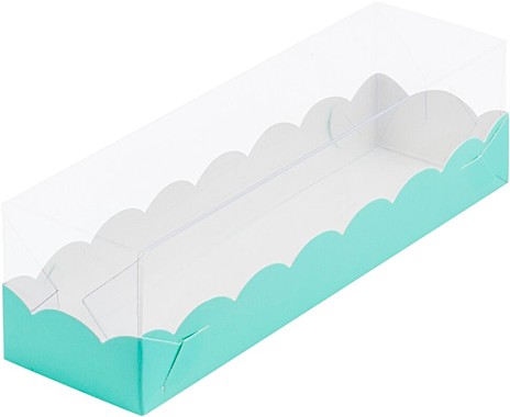 Коробка для макарон с пластиковой крышкой ВОЛНА 190*55*55 мм (1) (тиффани)