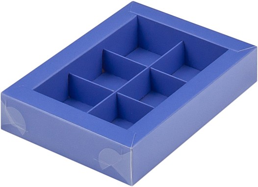 Коробка для конфет с пластиковой крышкой 155*115*30 мм (6) (лавандовая)