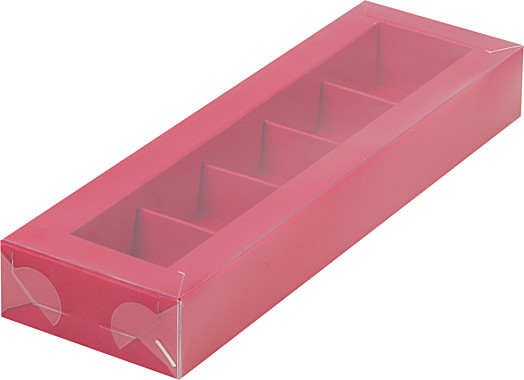 Коробка для конфет с пласт. крышкой 235*70*30 мм (5) (красная матовая)