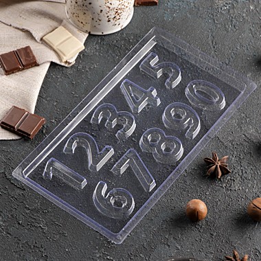 Форма для шоколада и конфет «Цифры», 10 ячеек, 22×11 см