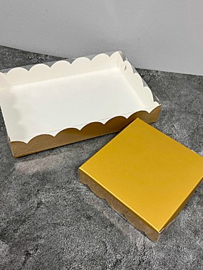 Коробка для печенья и пряников 220*150*35 мм (золото глянцевая)