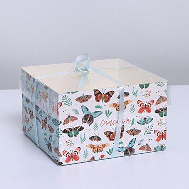 Коробка для капкейка «Бабочки», 16 × 16 × 10 см