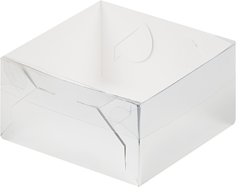 Коробка для зефира, тортов и пирожных с пластиковой крышкой 120*120*60 мм (серебро)