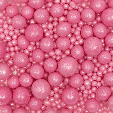 Посыпка рисовая в глазури жемчуг розовый микс 50г